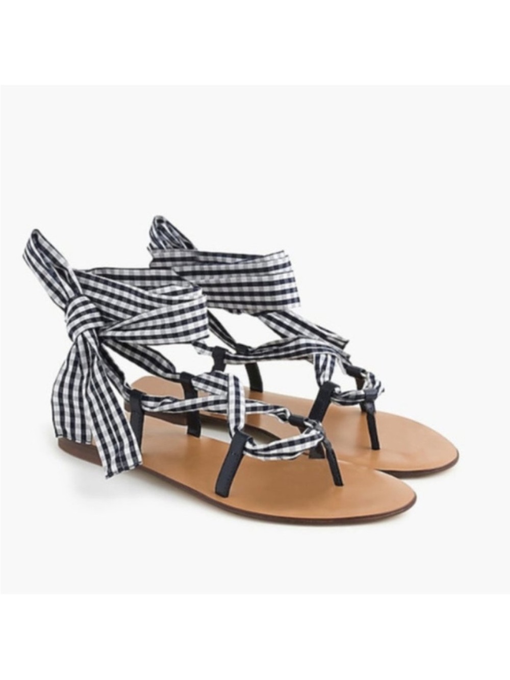 J. Crew Gladiator Wrap Sandals Gingham size 8
